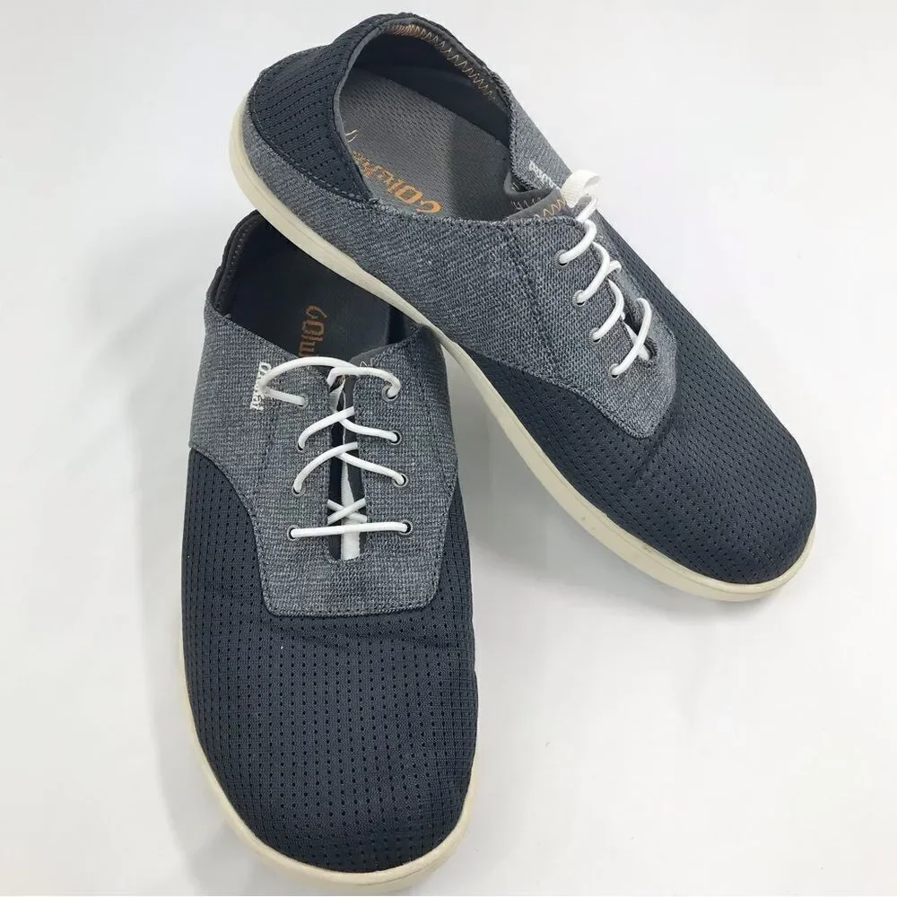 Olukai Nohea Moku Lightweight Mesh Slip On Deck Loafers in Dark Shadow Gray